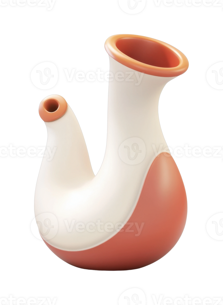 Unique double-spouted ceramic vase with organic curves png