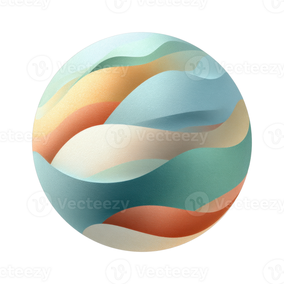 Colorful abstract sphere with multi-toned waves of pastel hues png