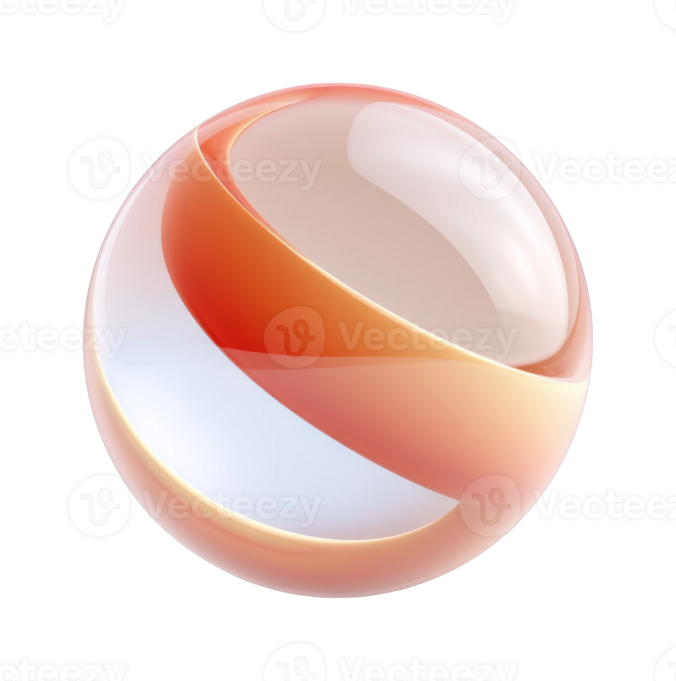 Glossy abstract orange sphere with translucent layers png