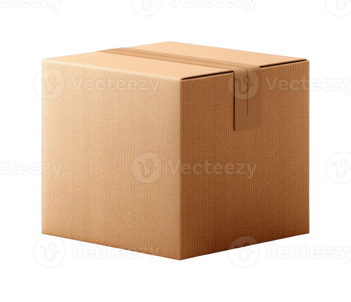 Sealed brown cardboard box with reinforced tape png