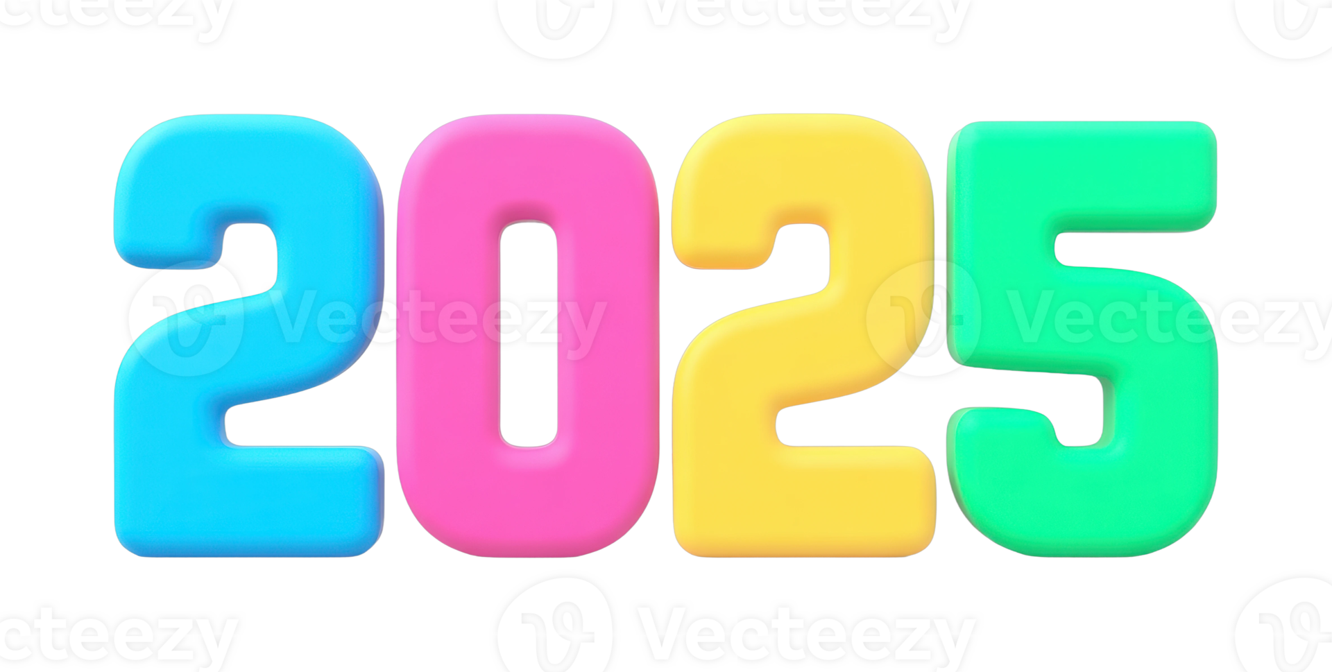Colorful 3d numbers representing year 2025 in vibrant design png