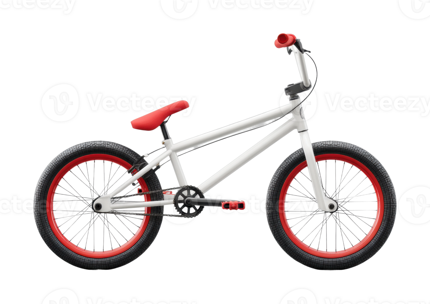 White bmx bike with red accents and knobby tires png