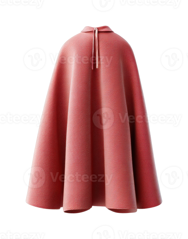 Elegant red wool cape design showcasing textured fabric and stylish collar png