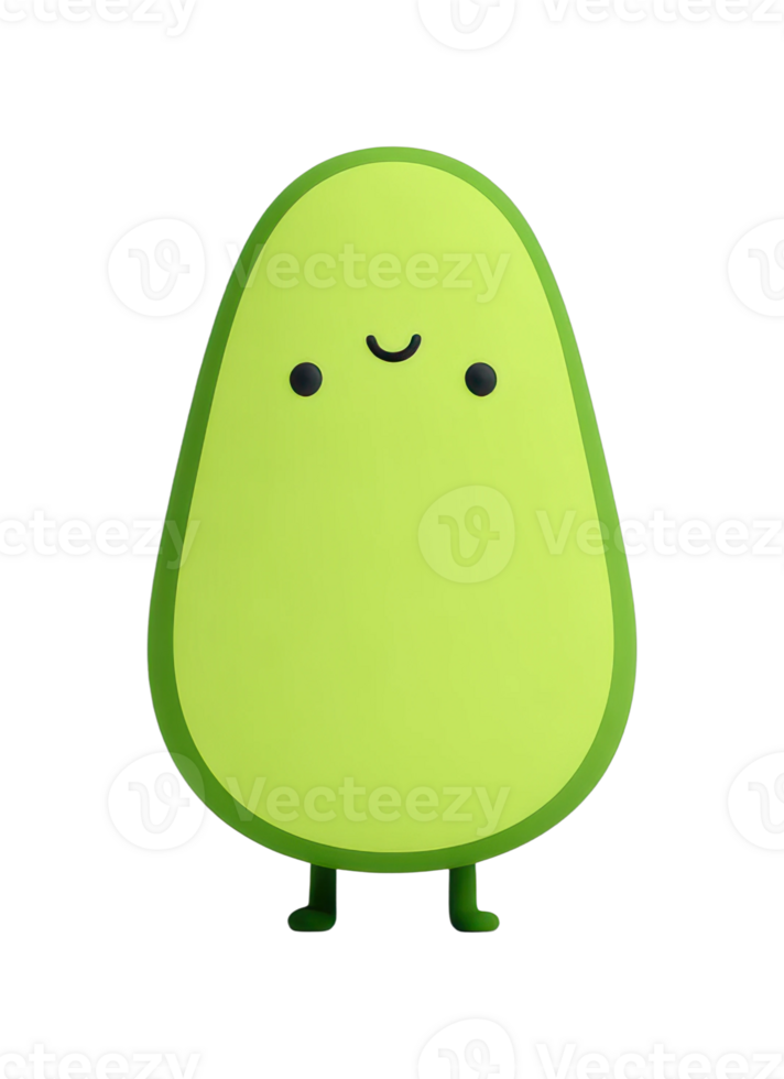 Cute smiling avocado character with simple features and minimalist design png