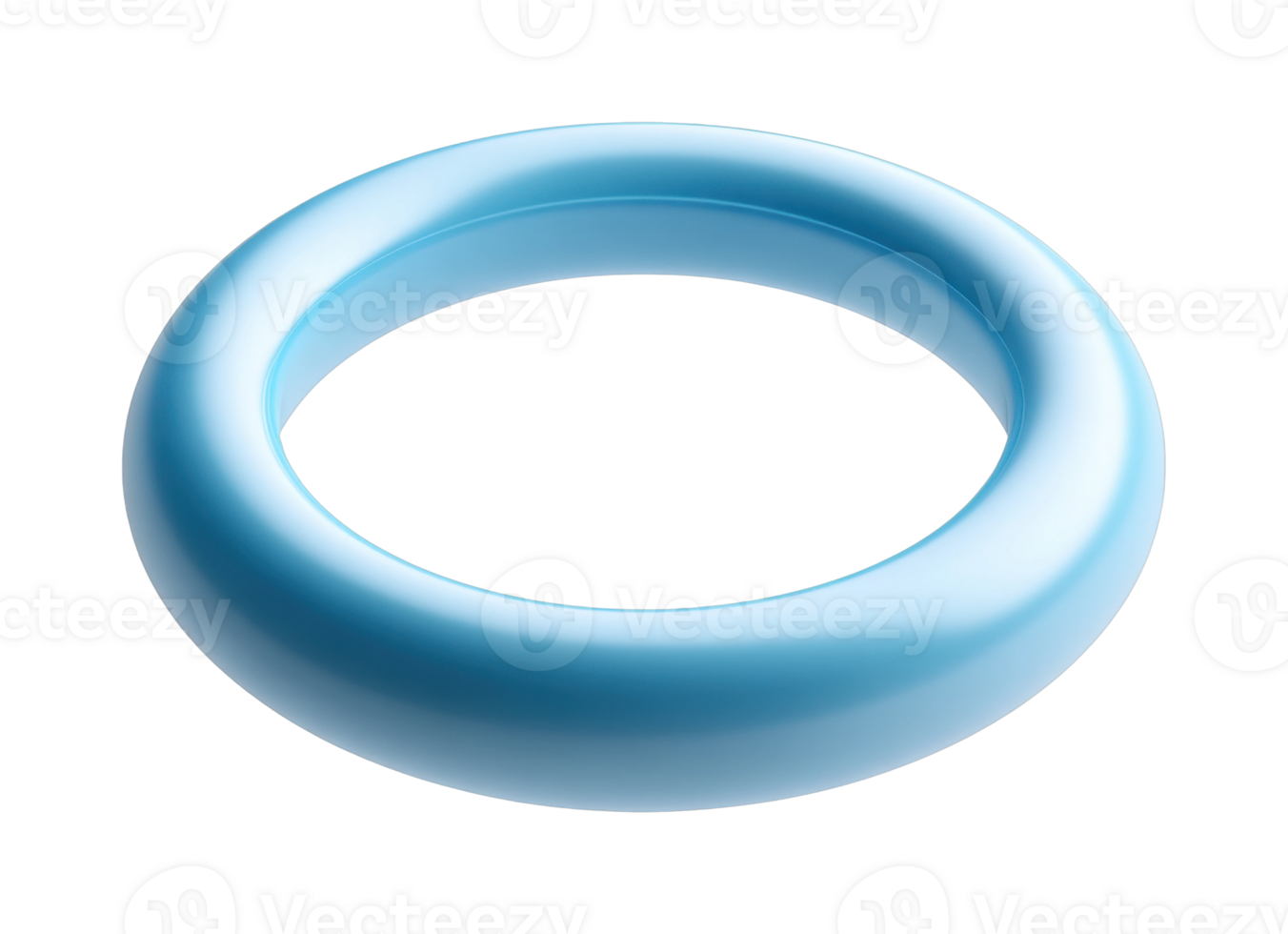 Smooth blue circular tube ring with open center design png