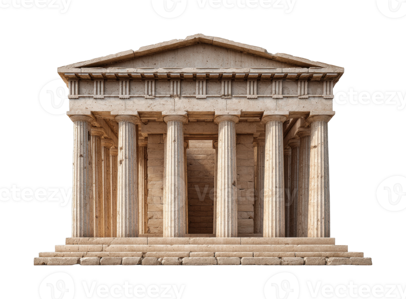 Ancient greek temple with doric columns and classical architecture png