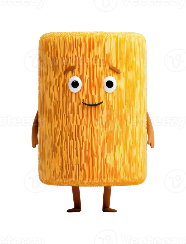 Cute character with textured orange rectangle body and smiling face png