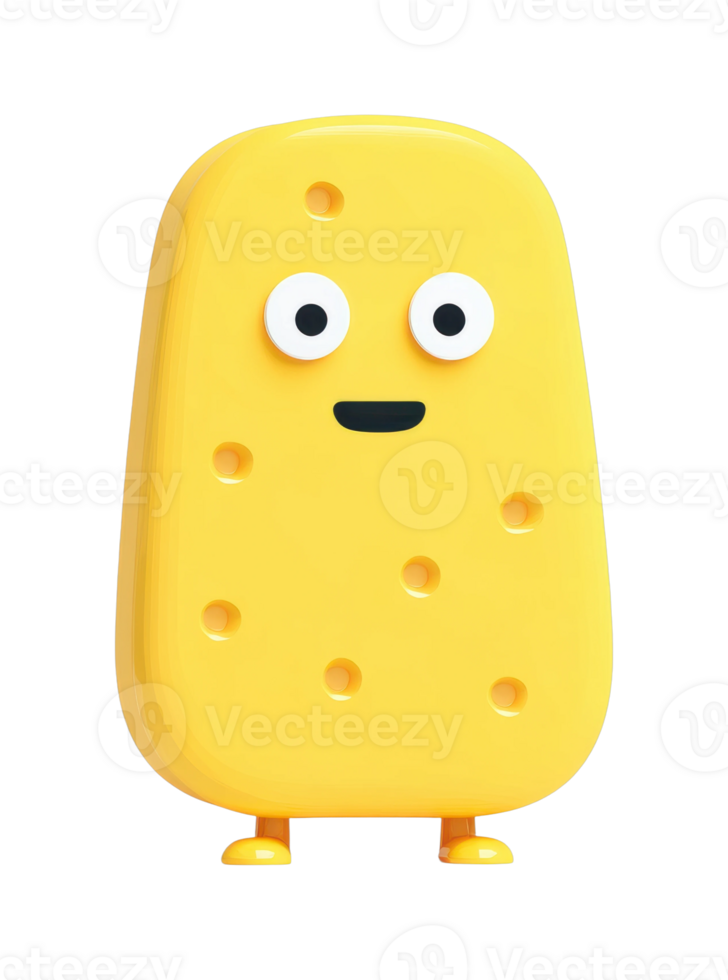 Cute yellow cartoon character with large eyes and smile png