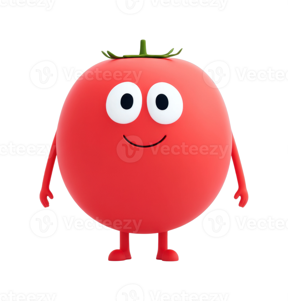 Smiling cartoon tomato with arms and legs character illustration png