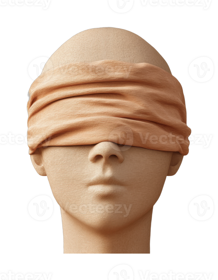 Statue of blindfolded young female with wrapped cloth png
