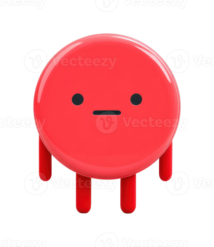 Red cartoon octopus with minimalist face design png