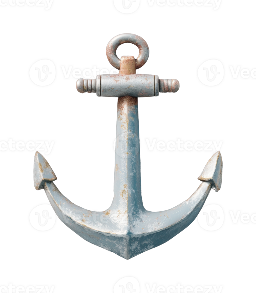 Rustic nautical anchor with weathered patina png