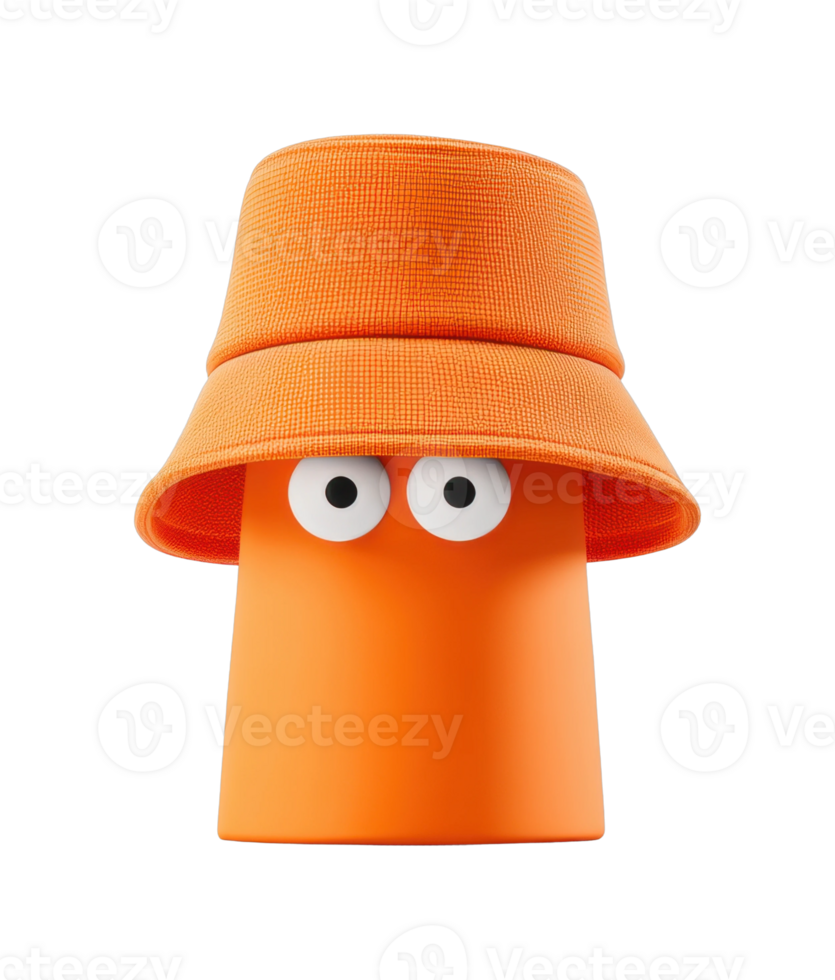 Cartoonish orange hat with googly eyes on black background png