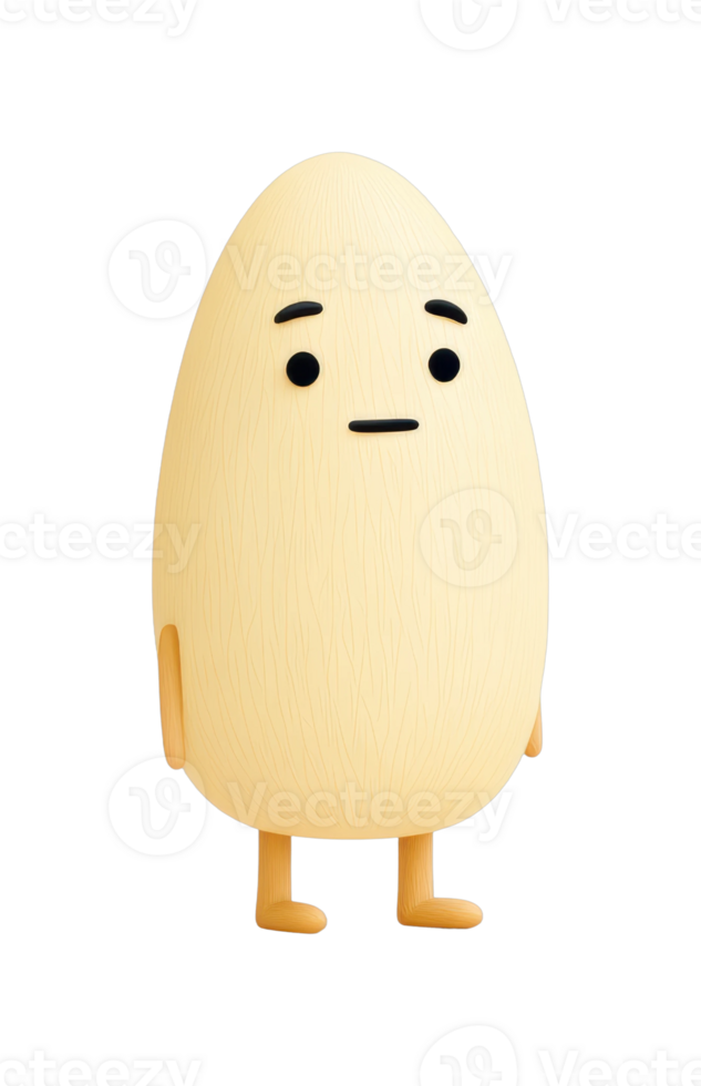Cute egg-shaped cartoon character with neutral expression and tiny limbs png