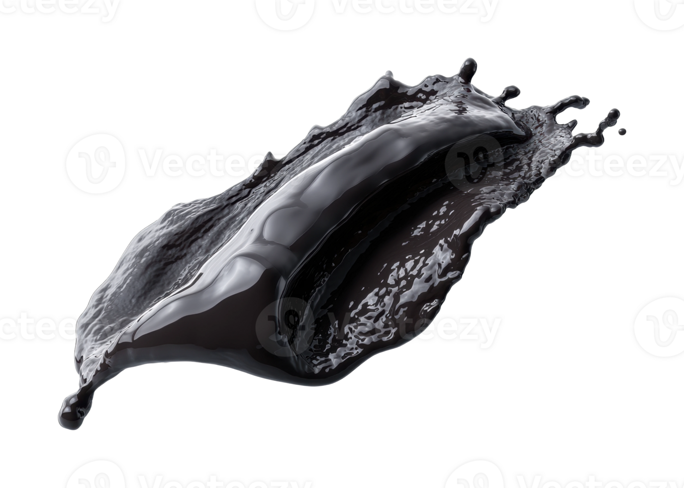 Splash of glossy black liquid with dynamic motion png