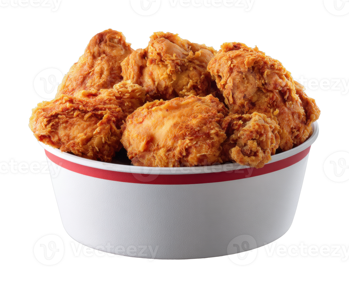 Delicious fried chicken pieces in a bucket png