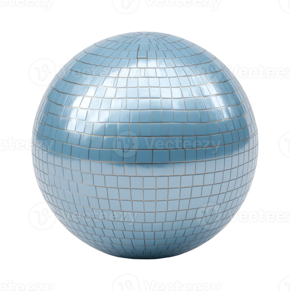Shiny blue tiled sphere with reflective mirrored surface png