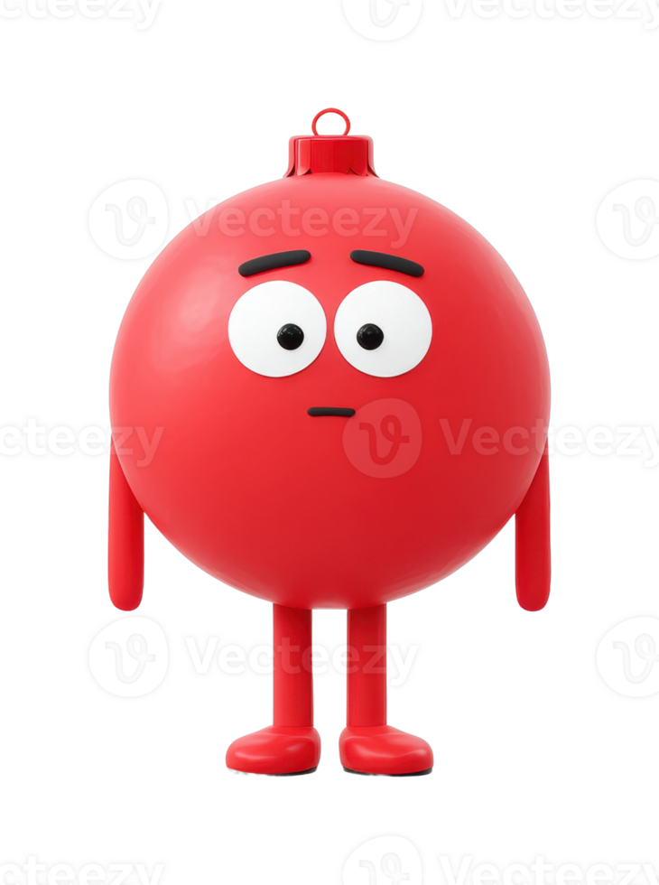 Red spherical cartoon character with large eyes and simple facial expression png
