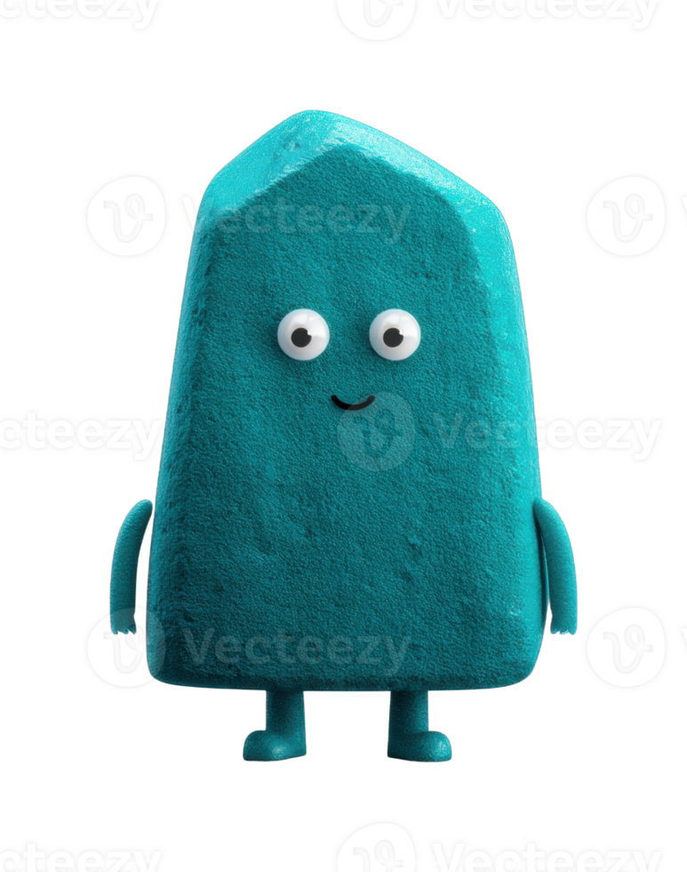 Cute blue cartoon character with googly eyes and friendly expression png