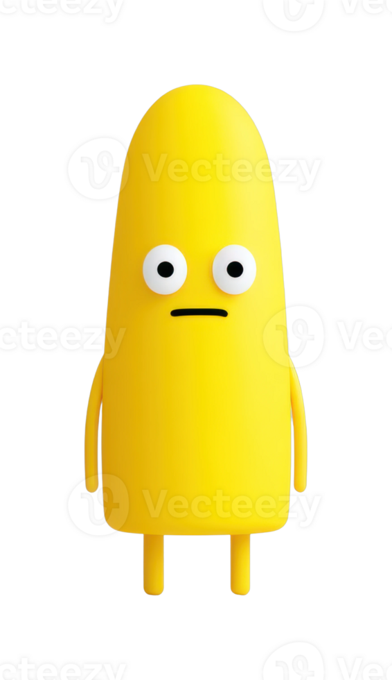 Cute minimalistic yellow character with wide eyes png