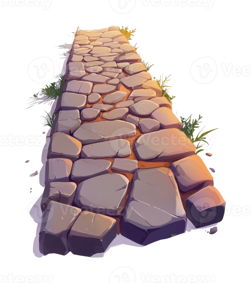 Ancient stone path with natural greenery accents png