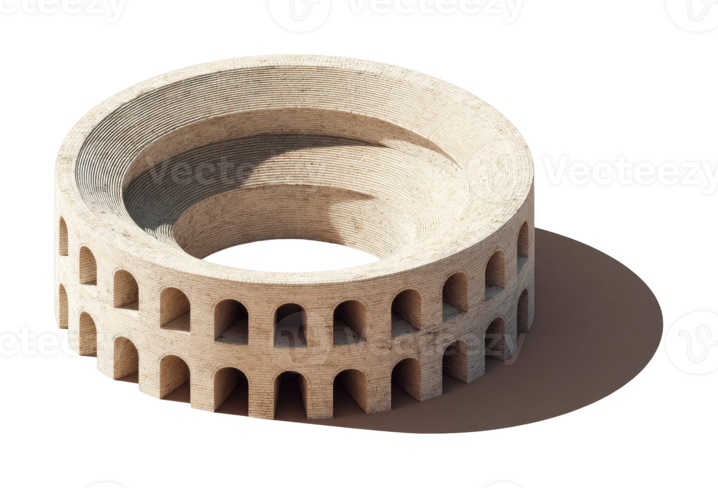 Ancient roman colosseum architectural structure with stone arches png