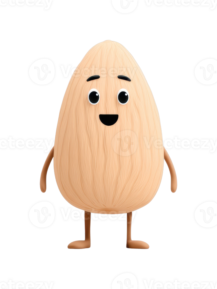 Cute cartoon nut character with smiling face and arms png