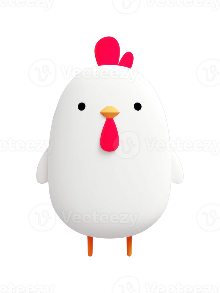 Cute cartoon chicken with red comb and wattles png