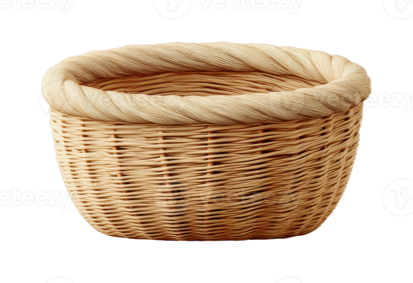 Handwoven basket with twisted rim design png
