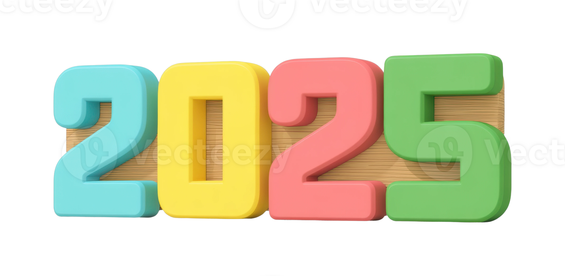 Colorful 2025 numeric display in blue yellow red green png