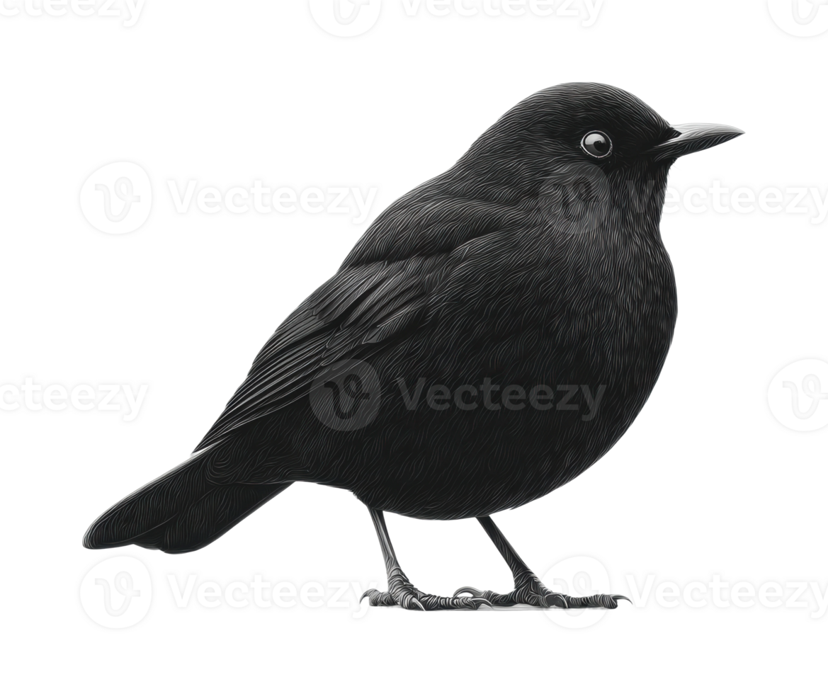 Detailed portrait of a blackbird in profile png