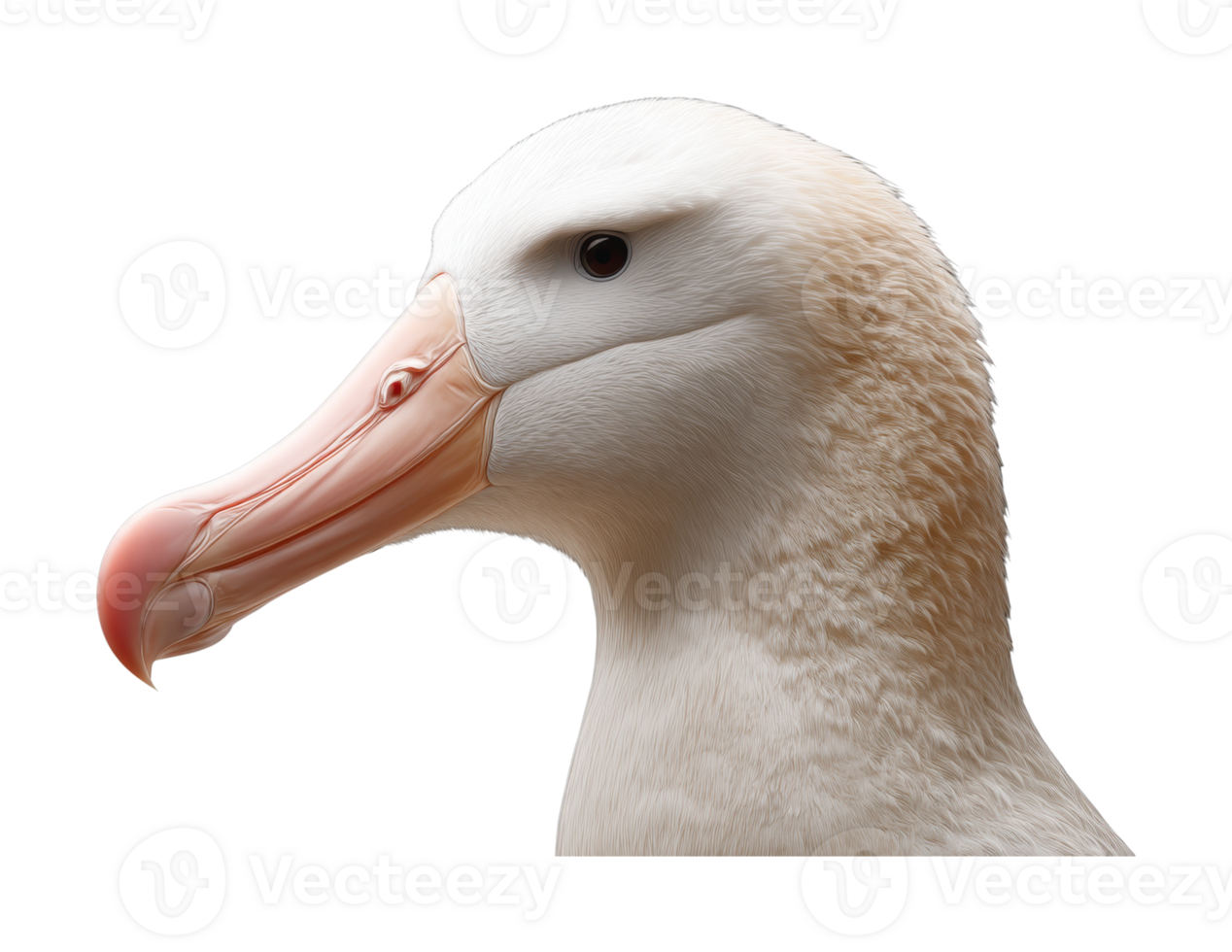 Detailed side profile of a majestic white albatross png