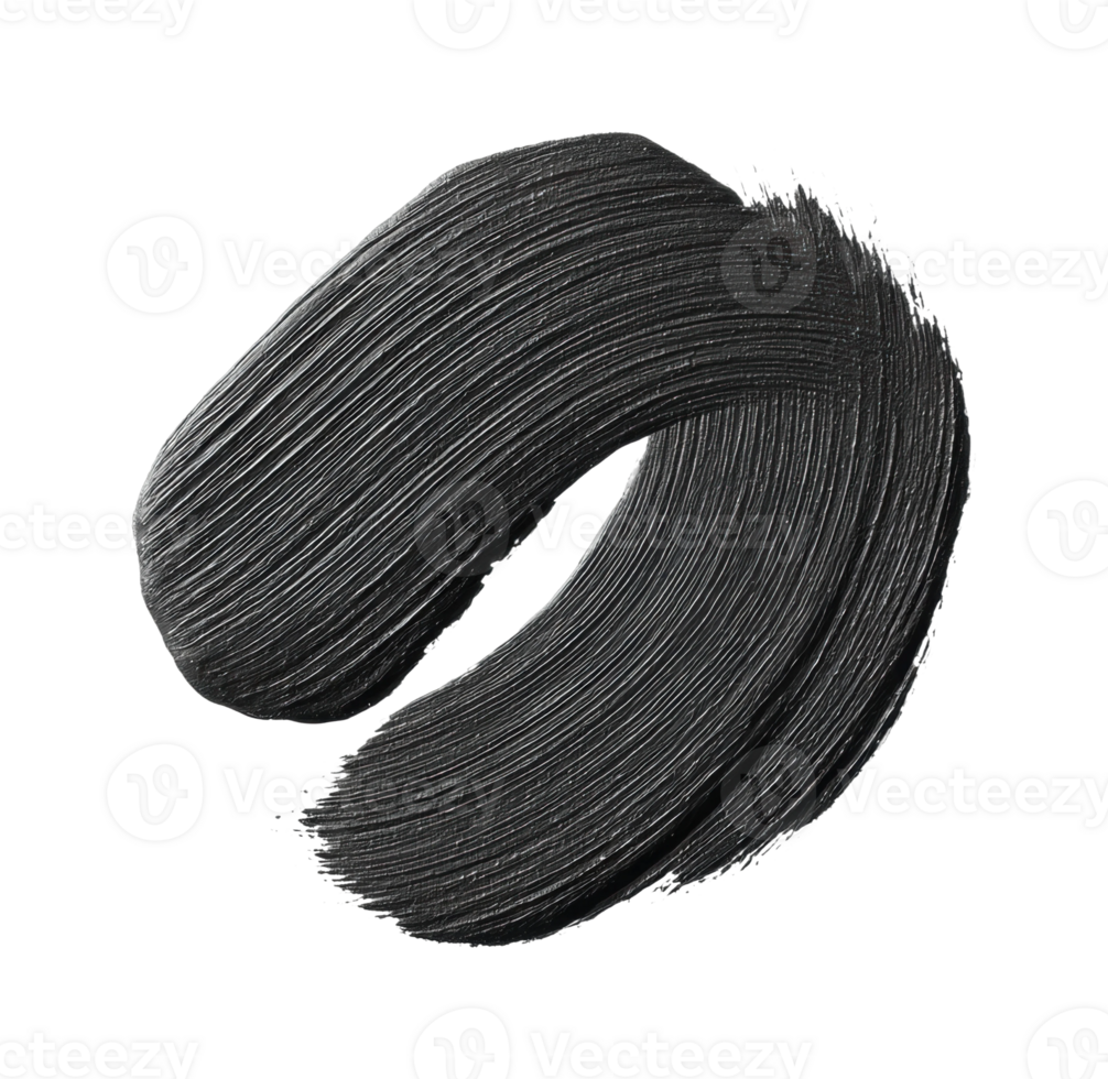 Abstract art with dynamic black paint brushstroke on solid background png