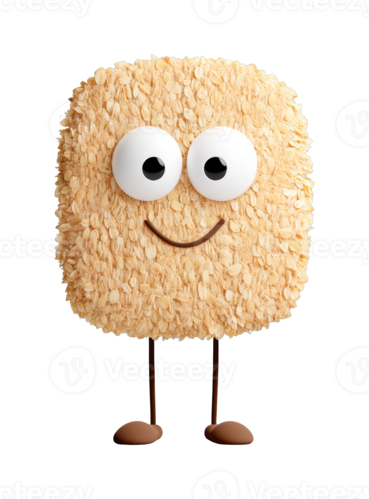 Cute cereal mascot with big eyes and smile in square shape png