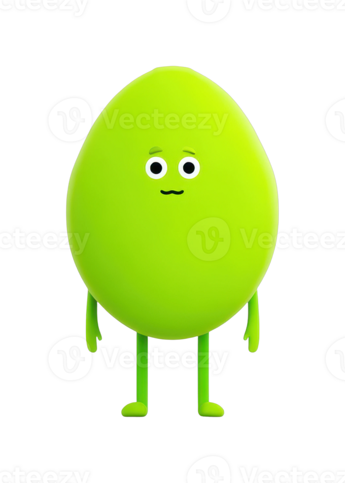 Cute green anthropomorphic lemon cartoon character with arms and legs png