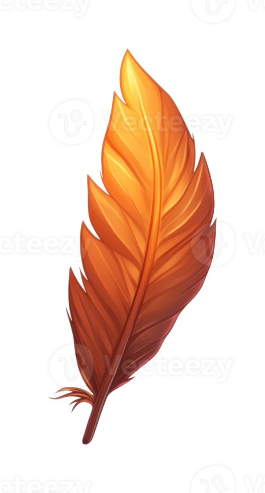 Bright orange leaf with elegant veins png