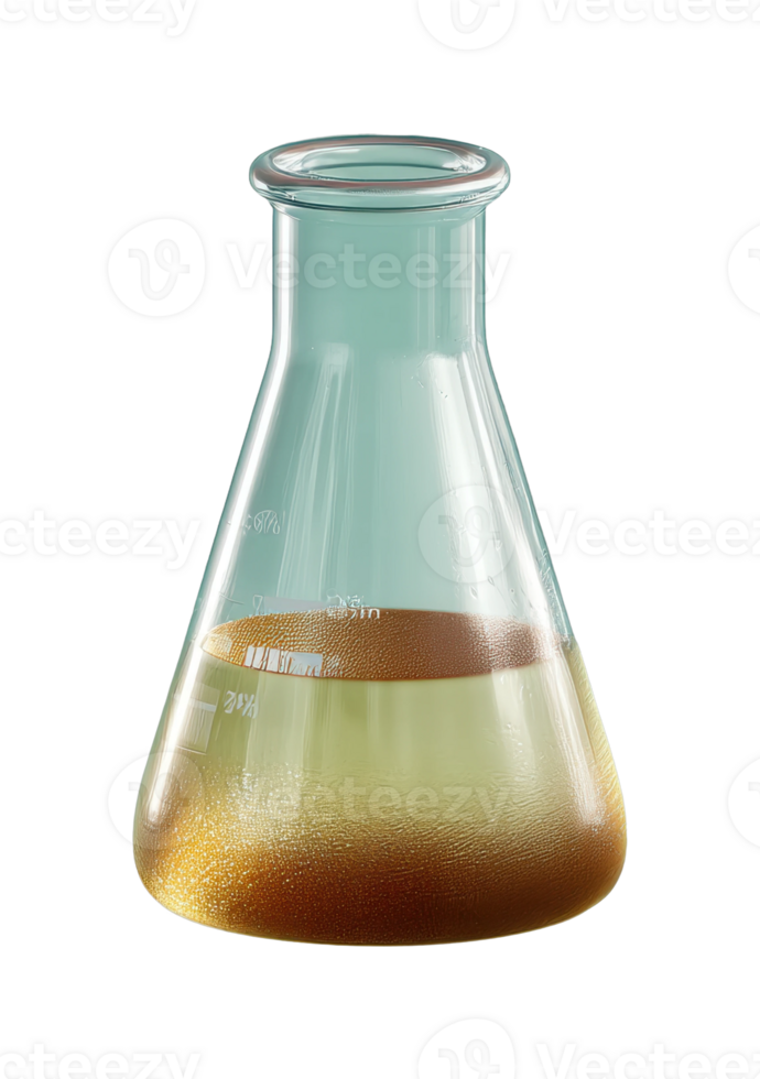 Glass flask with two-layer liquid content for scientific research png