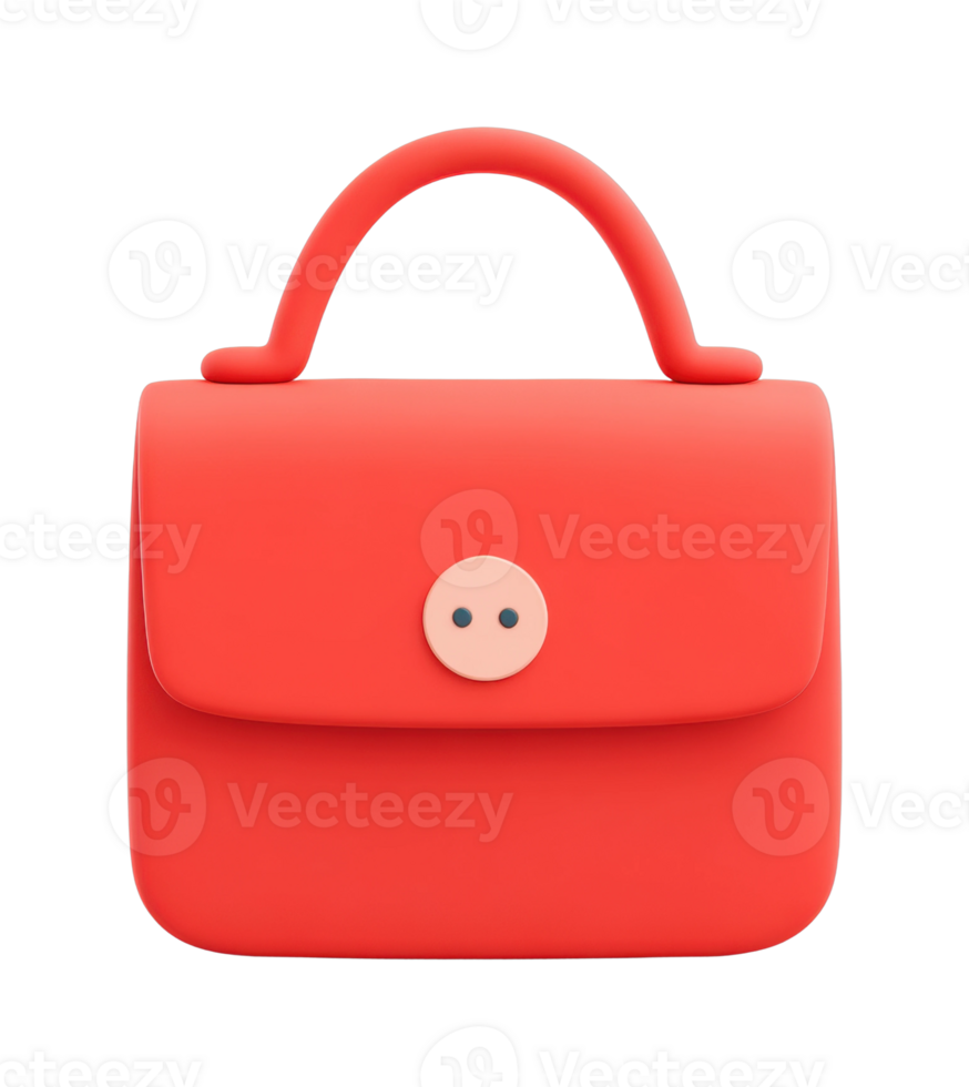 Minimalist red handbag with button accent png