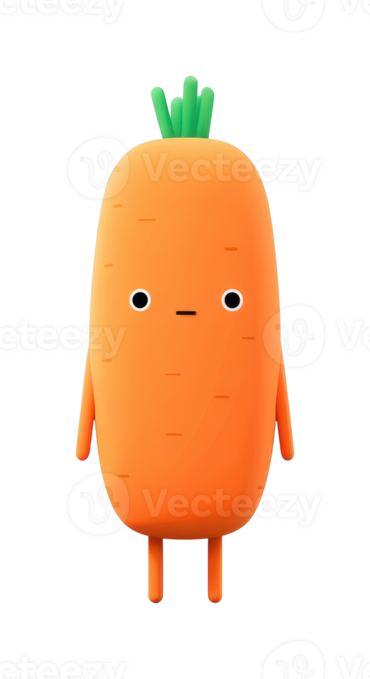 Cute cartoon carrot character with simple facial features and green top png