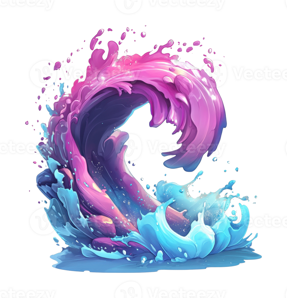 Vibrant abstract wave with dynamic pink and blue splash patterns png