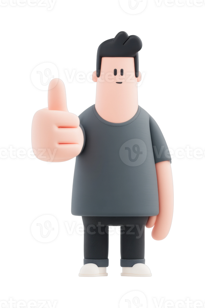 3d illustration of cartoon male giving thumbs up gesture png