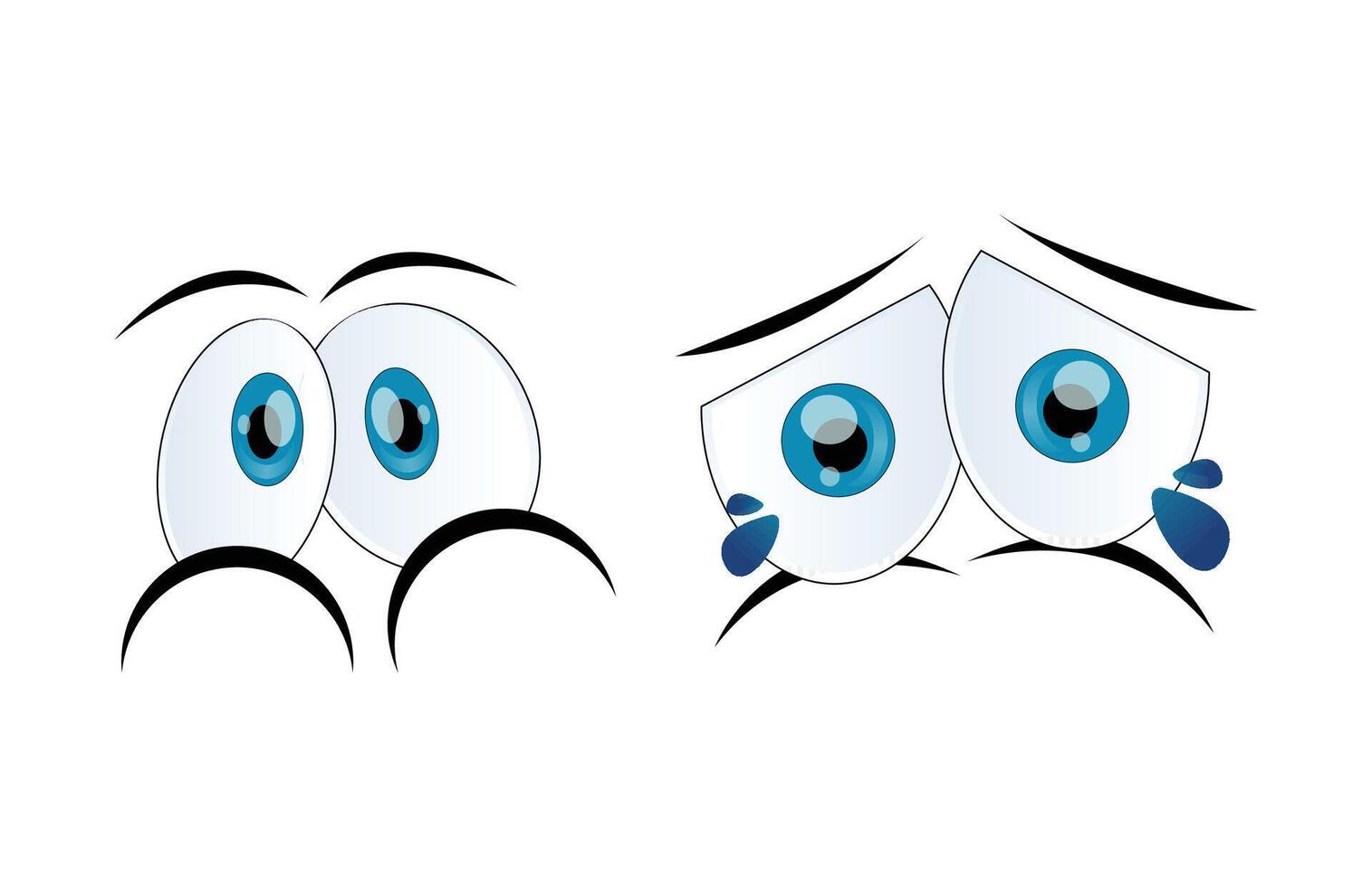 Set of Blue Cartoon Eyes with Different Expressions vector