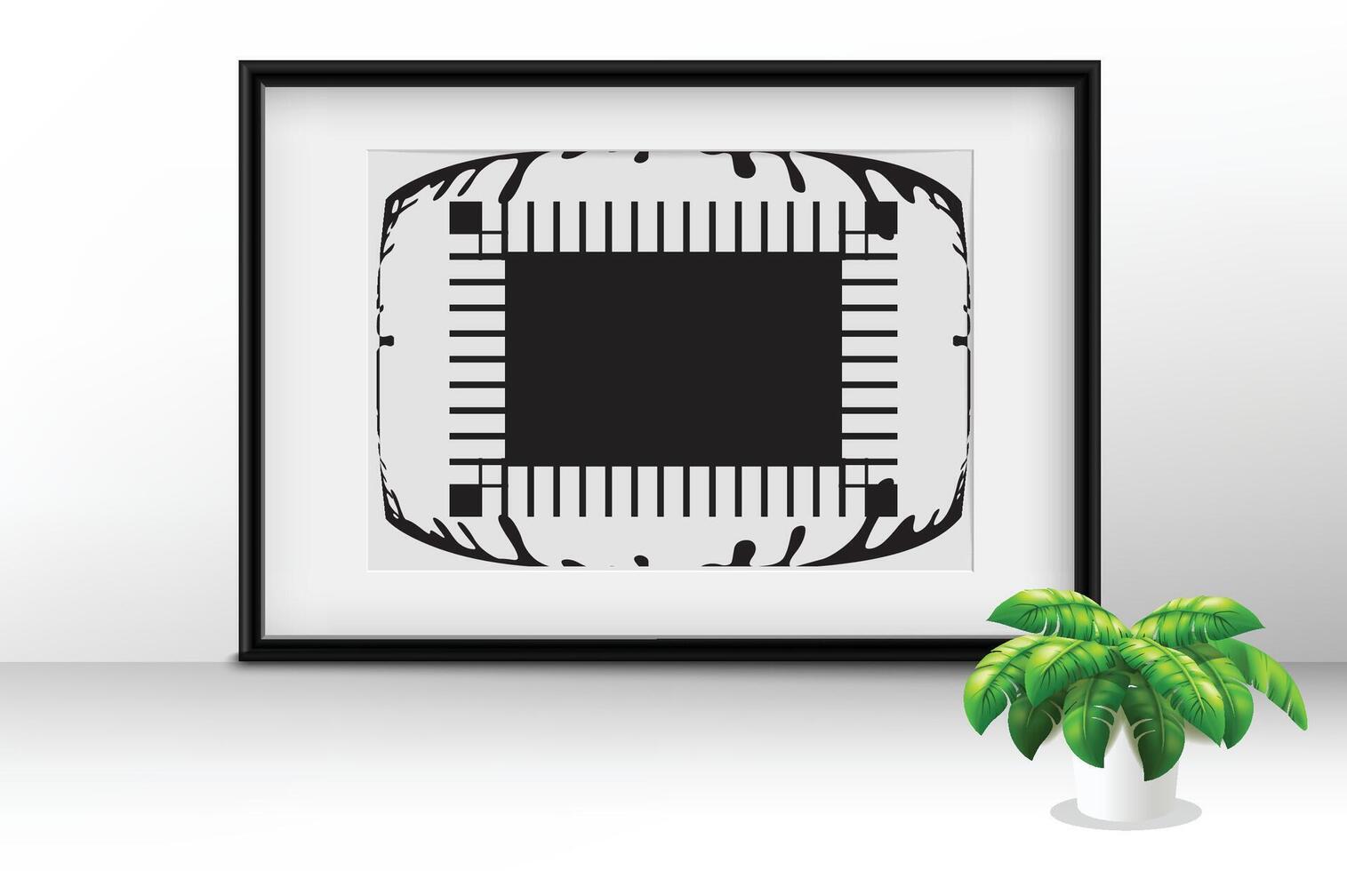 Framed abstract black and white artwork vector