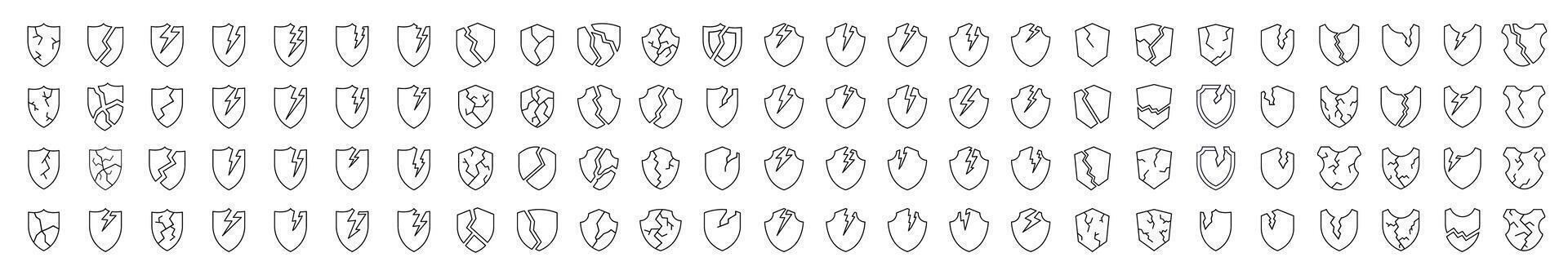 Stylized shield icons in different designs vector