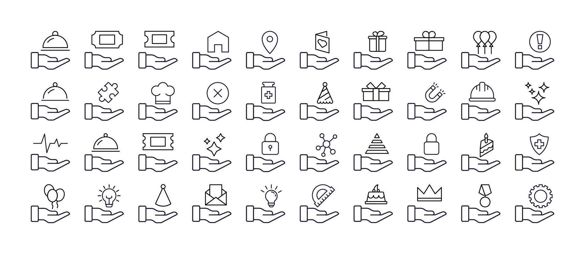 Hand icons representing different themes vector