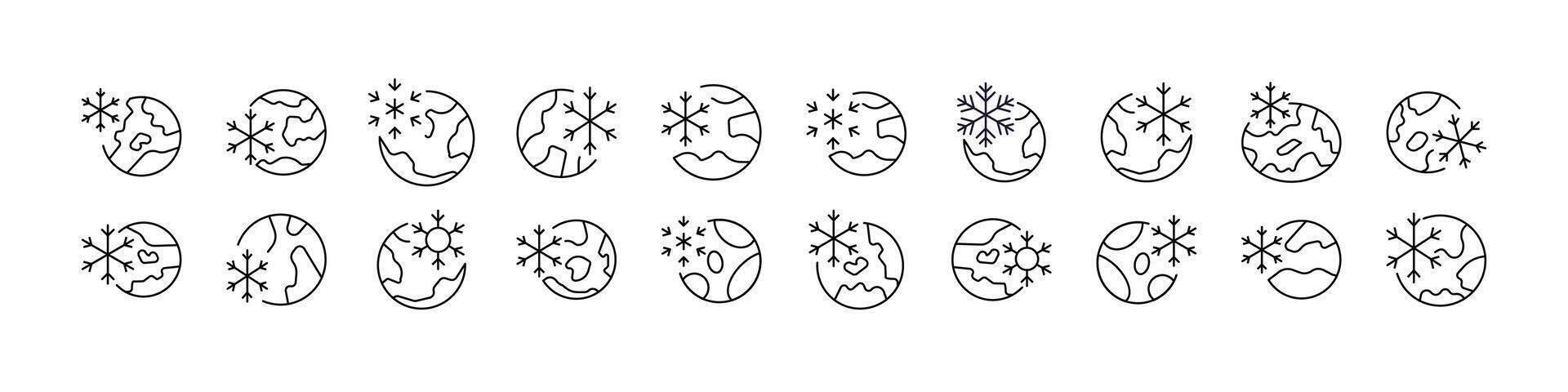 Outline winter symbols collection vector