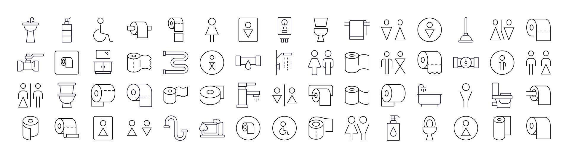 Minimalist restroom and facility icons vector