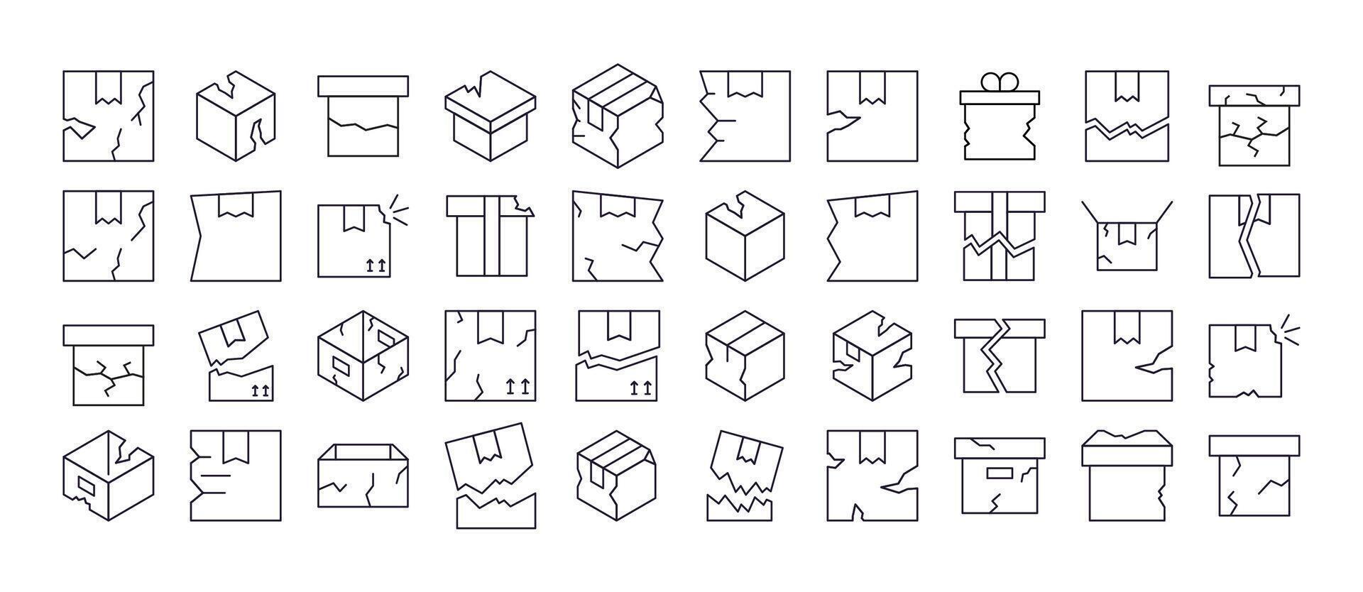 various styles of cardboard box icons vector