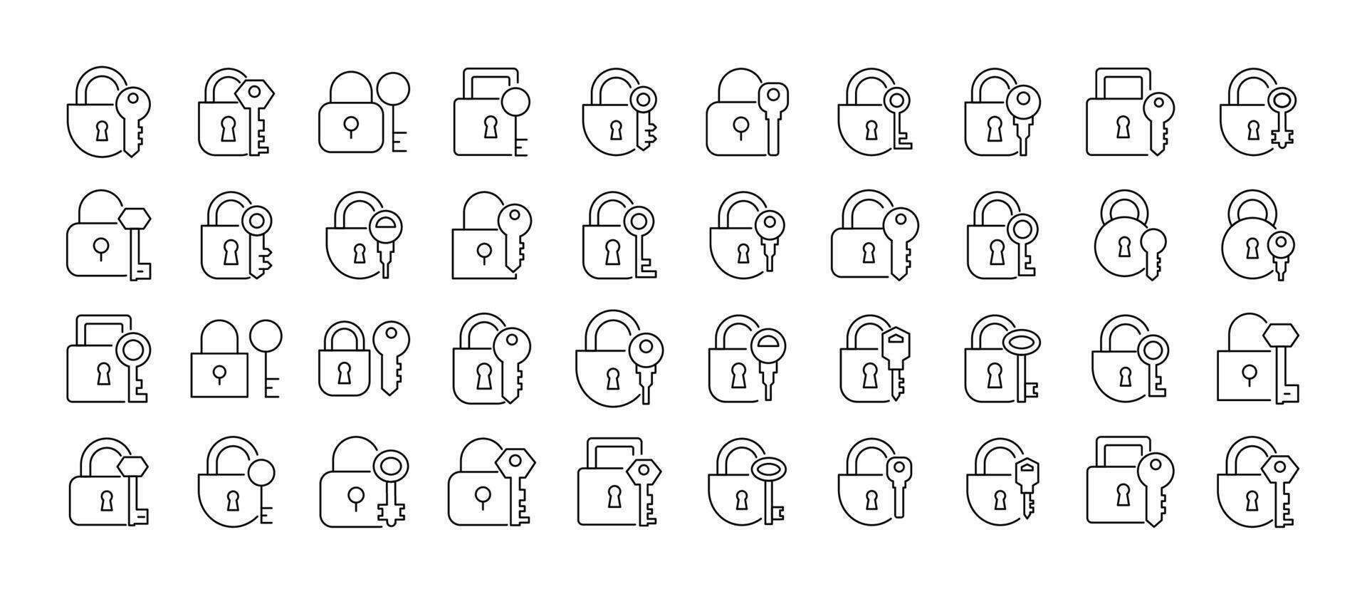 Key lock icons for security designs vector