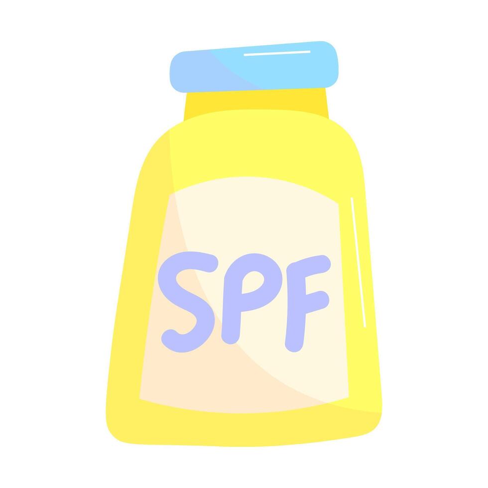Brightly Colored Sunscreen Bottle with SPF Label vector